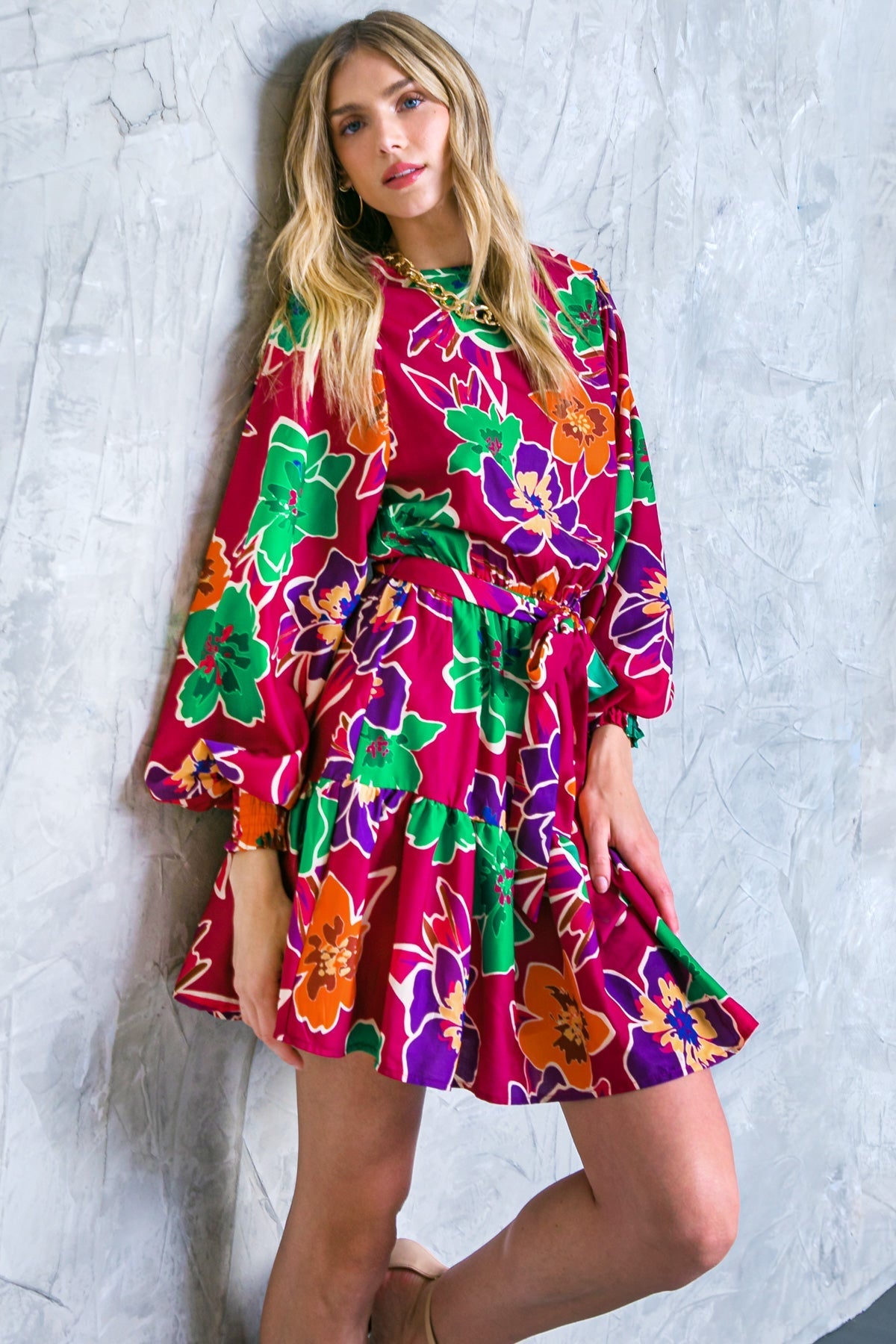 ELEVATED ATTITUDE WOVEN MINI DRESS Flying Tomato